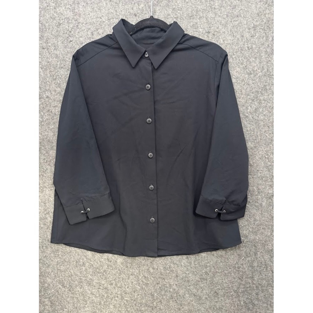&trousers daniellem Black 3/4 Sleeve Button Down Shirt XL‎ 115159 Womens